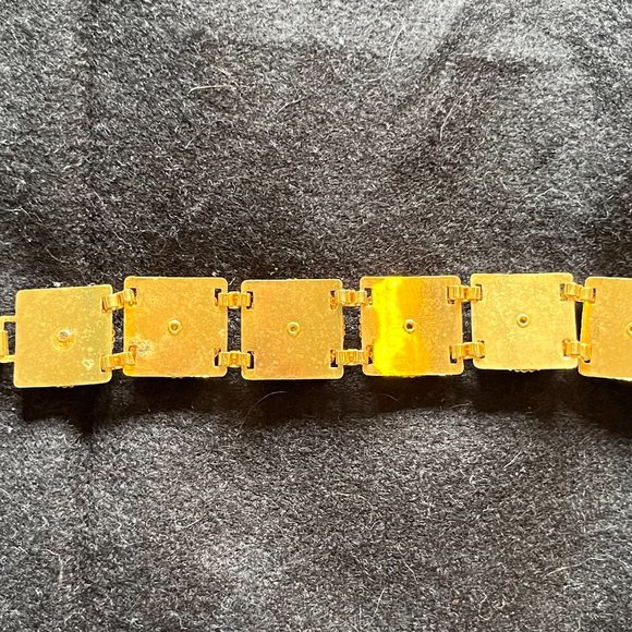 Vintage Gold-Tone Mixed Plastic Cabochon Bracelet 6 ¾” - Picture 4 of 7